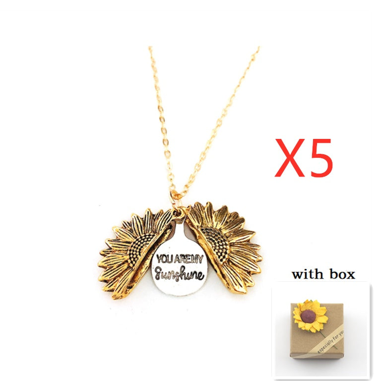 Tournesol double lettrage collier