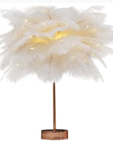 Plume Lampe Nordique Lampe de Bureau de Style Européen Chambre De Chevet Lampe De Table De Plumes Lumière de Nuit Lampe de Table Décoration Moderne - Ivory Deals Market