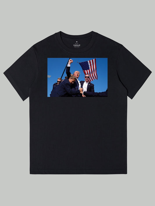 T-shirt Trump Rally Shooter-Trump 2024-DJT -Pro Trump -Trump a survécu-USA Freedom -Donald J. T-shirt en coton Trump pour vêtements de rue pour hommes - Ivory Deals Market