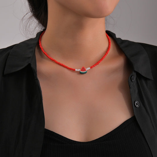 Collier court tendance pour femmes en forme de pastèque mignonne