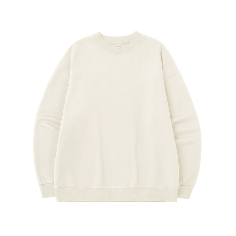 Pull pour homme à col rond en molleton simple doublé de polaire, ample et décontracté