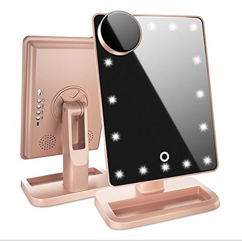 Miroir de maquillage à écran tactile avec 20 lumières LED, haut-parleur Bluetooth et miroirs grossissants 10X