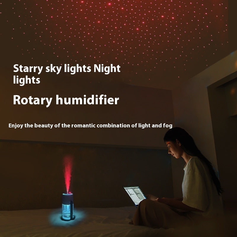 Nouvelle projection ciel étoilé lumière ambiante humidificateur petit portable anti-séchage brûlure voiture maison spray USB tête oscillante