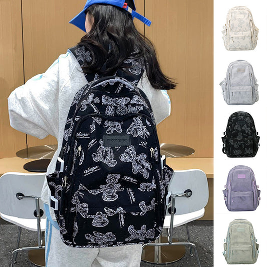 Sac à dos imprimé ours mignon, sac de voyage polyvalent de grande capacité | sac d'école pour filles - Ivory Deals Market