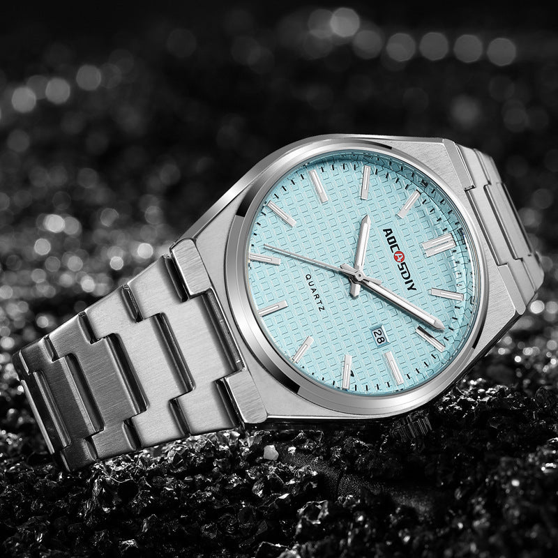 Nouvelle montre pour hommes, en acier, à quartz, étanche, avec affichage lumineux