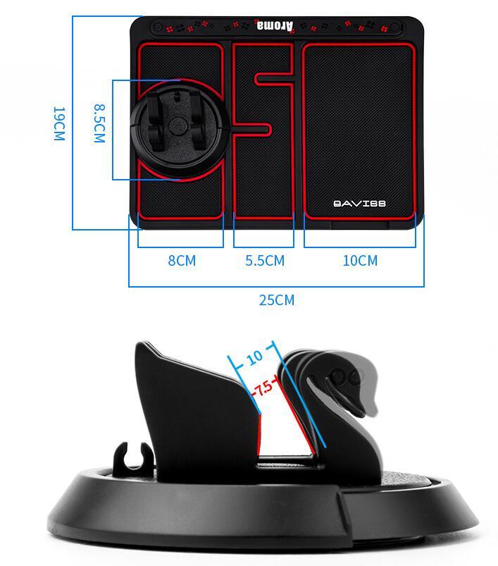 Tapis antidérapant pour téléphone de voiture pour carte de stationnement 4-en-1, support de téléphone auto adhésif pour tableau de bord