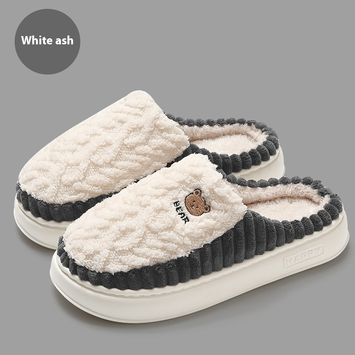 Ours mignon en peluche pantoufles d’hiver Chaussures polaires chaudes Intérieur Chambre Sol Maison Pantoufles Pour Femmes Hommes Couple