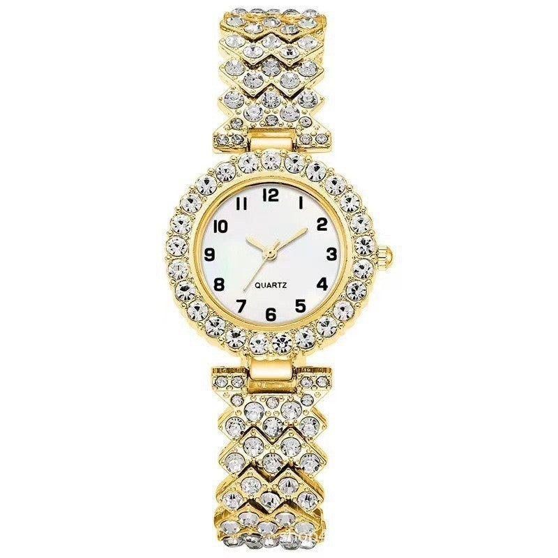 Ensemble de bijoux de mode 2 pièces : montre de luxe pour femmes avec bracelet en argent, montre à quartz pour dames et bracelet en alliage. Cadeau idéal pour les femmes.