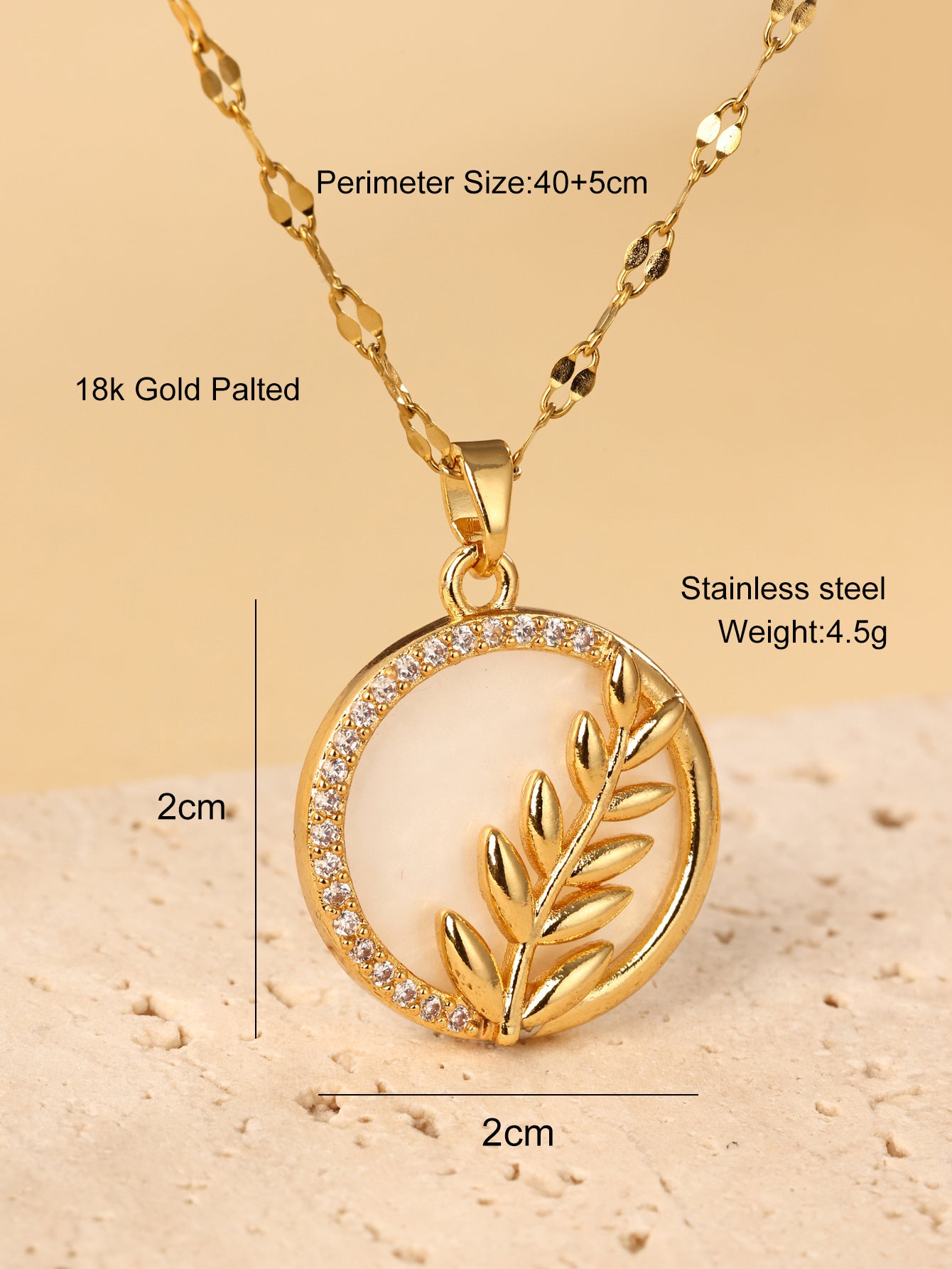 Pendentif rond à feuilles avec tempérament frais, simple et polyvalent, collier haut de gamme en acier inoxydable - Ivory Deals Market