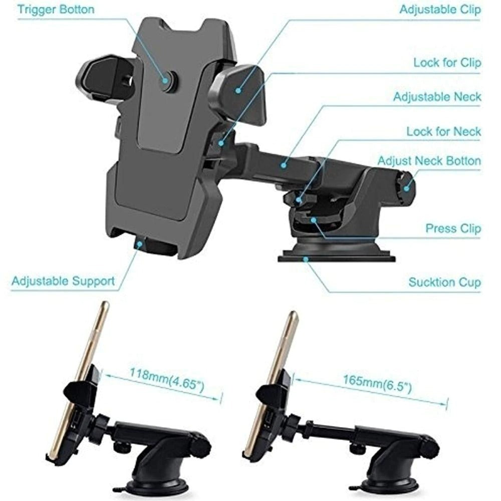 Support universel pour téléphone portable pare-brise dans la voiture, support réglable pour téléphone portable avec ventouse pour voiture