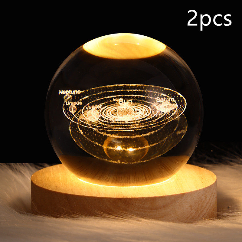 Lampe de table à boule de cristal galaxie avec lumière LED, lampe de lune 3D pour la chambre, la décoration de la maison, les fêtes d'enfants et les cadeaux d'anniversaire. - Ivory Deals Market