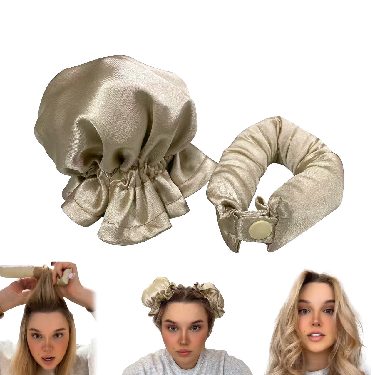 Nouveau bâton de boucles sans chaleur avec housse en tissu, mignon embout en forme de boule, bandeau pour cheveux, rouleaux de cheveux, tige de bouclage, outils et accessoires de coiffure.