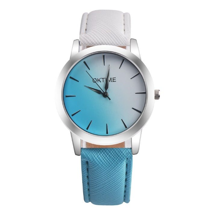 Montre élégante pour femme avec un design rétro décontracté, à cadran arc-en-ciel, mouvement à quartz.