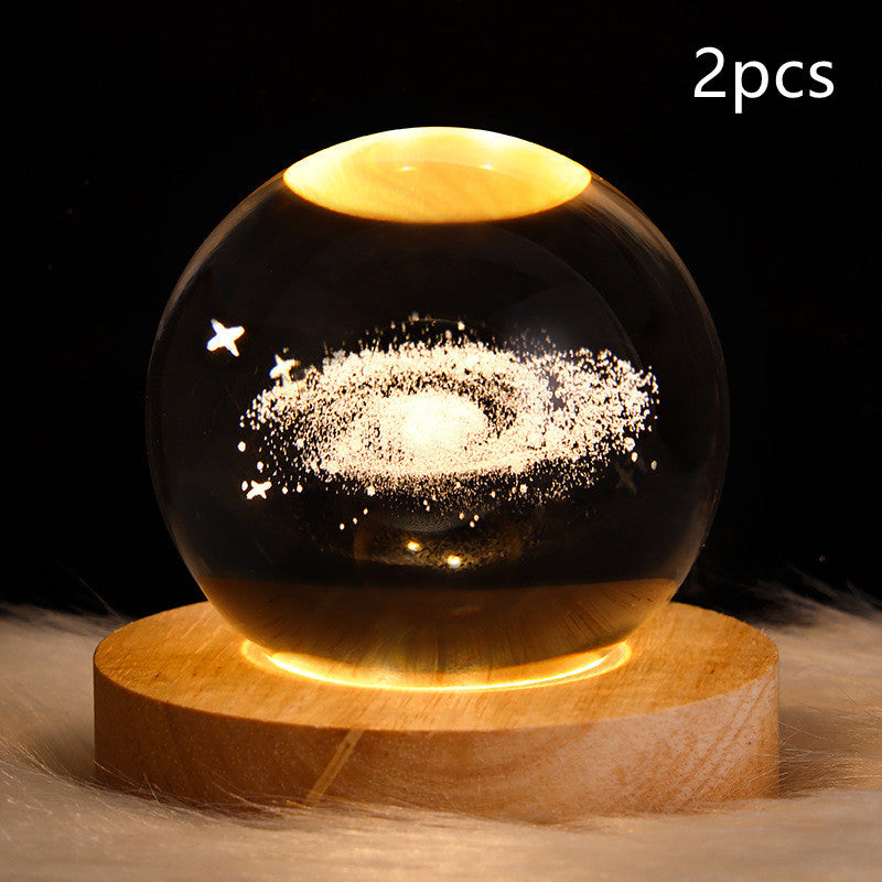 Lampe de table à boule de cristal galaxie avec lumière LED, lampe de lune 3D pour la chambre, la décoration de la maison, les fêtes d'enfants et les cadeaux d'anniversaire. - Ivory Deals Market