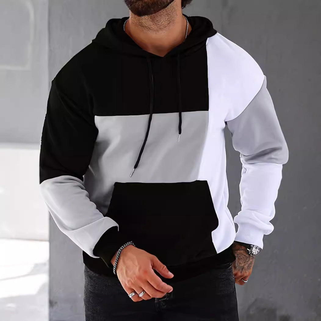 Pull à capuche 3D pour hommes avec motif assorti de couleurs