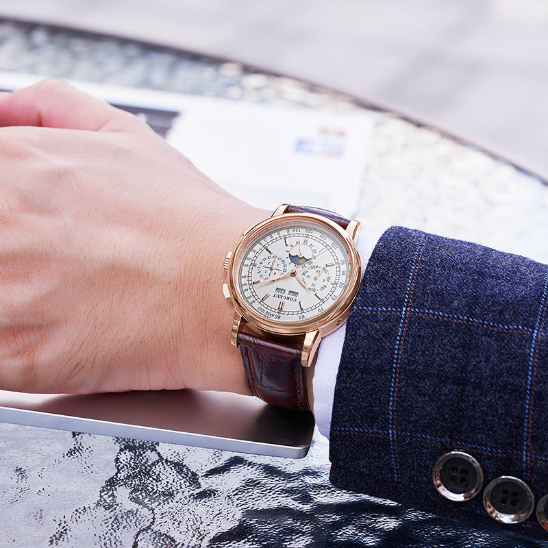 Montre automatique mécanique pour homme avec calendrier étanche.