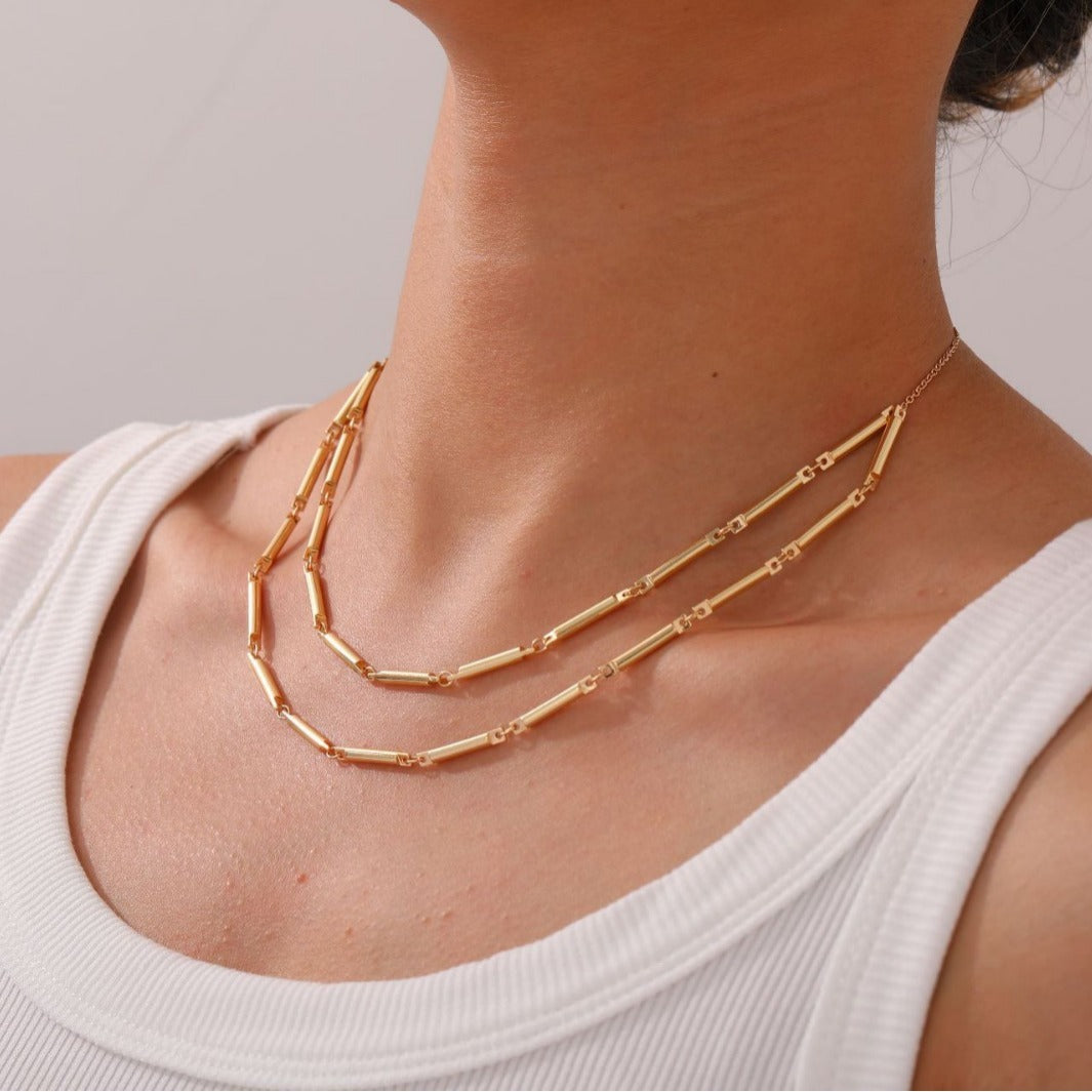 Collier en cuivre européen et américain pour femmes, chaîne en graines de melon avec diamants.