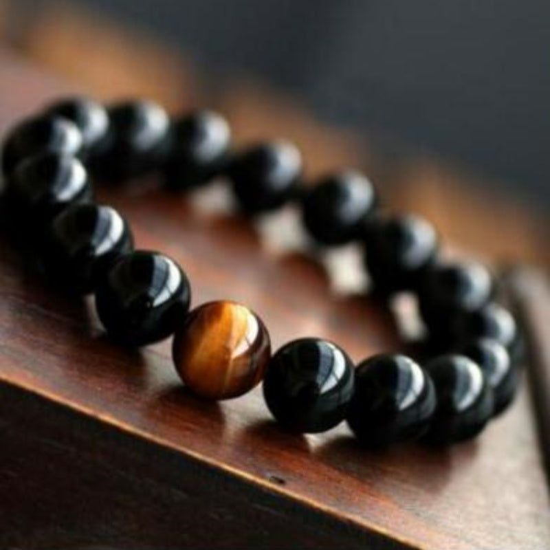 Naturel noir Onyx avec pierre oeil de tigre perles bracelet pour hommes bijoux 12 constellation Lovers Bilan Énergétique bracelet - Ivory Deals Market