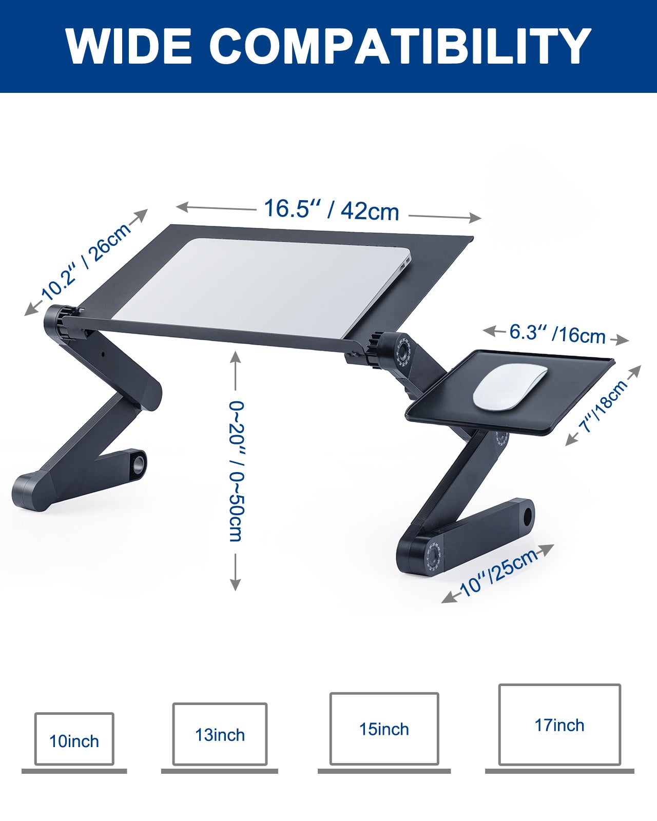 Réglable Ordinateur Portable Stand, RAINBEAN Bureau D'ordinateur Portable avec 2 CPU De Refroidissement USB Ventilateurs pour Lit En Aluminium Tour Poste de Travail Bureau avec Tapis de Souris, pliable Cook Book Stand Portable Titulaire Canapé, - Ivory Deals Market