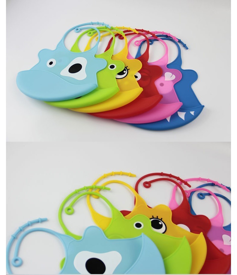 Nouveau design Bavoir pour bébé étanche silicone alimentation bébé salive serviette en gros nouveau-né dessin animé tabliers imperméables pour bébé Bibs