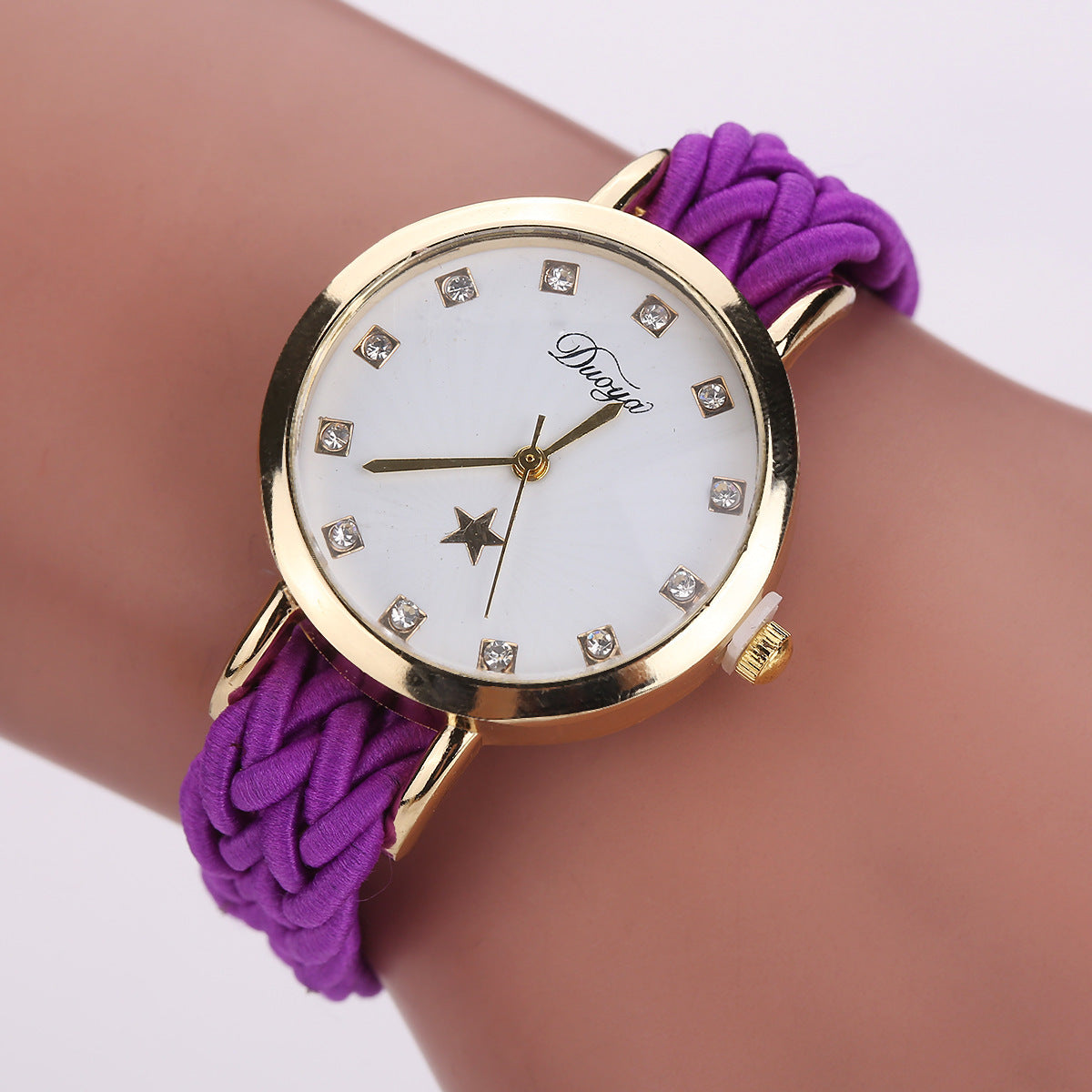 Nouvelle montre tissée pour dames multicolore.