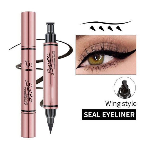 Stylo eyeliner liquide imperméable à double embout, résistant à l'huile, ne bave pas et ne s'estompe pas facilement.