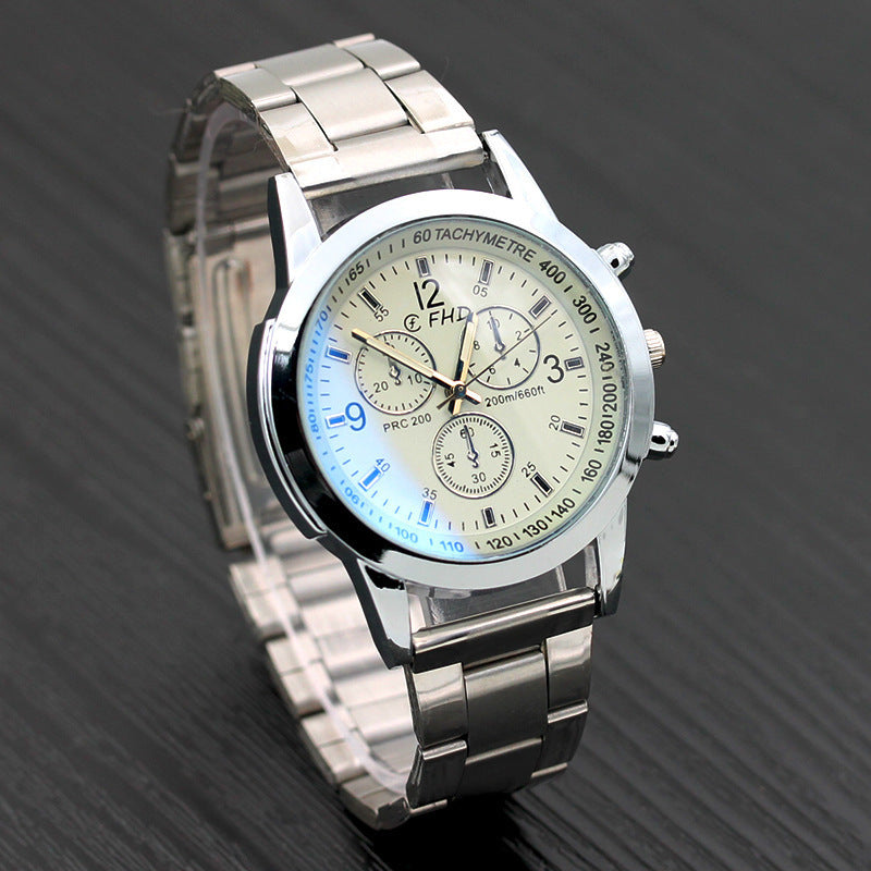 Montre à quartz pour hommes avec bracelet en verre bleu, cadeau de mode.