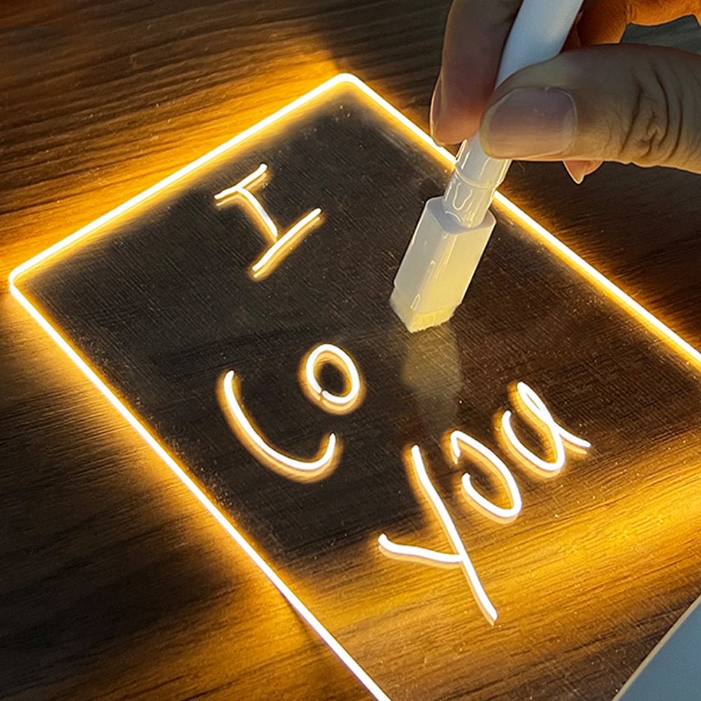 Tableau de notes créatif Veilleuse LED créative Panneau de message USB Lumière de vacances avec stylo Cadeau pour les enfants Petite amie Décoration Lampe de nuit