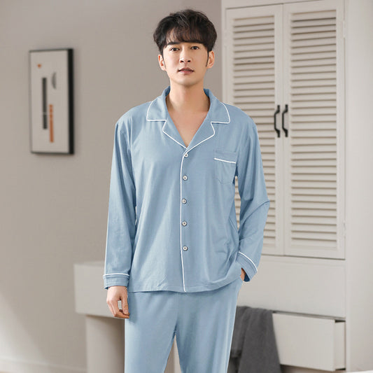 Pyjamas en modal pour hommes, costume à manches longues pour le printemps et l'automne