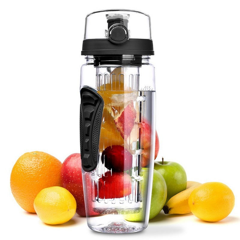 Bouteille d'eau de fruit en plastique sans BPA de 1000 ml avec infuser pour sport, agitateur à jus. Bouteille d'eau.''