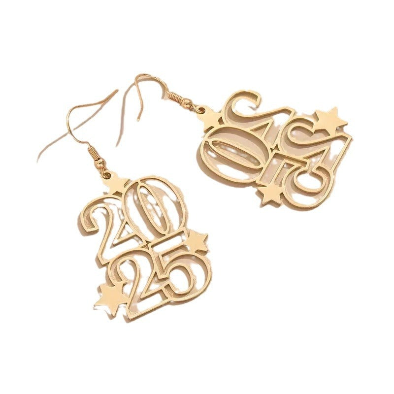 Nouvelles boucles d'oreilles pendantes créatives en nombre d'or 2025 pour femmes, bijoux de mode pour le Nouvel An.