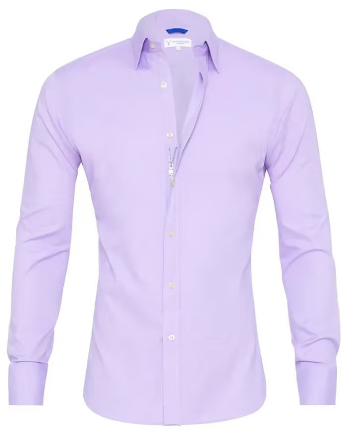 Chemise à manches longues avec fermeture éclair et design de boutons, élégante pour les vêtements pour hommes.