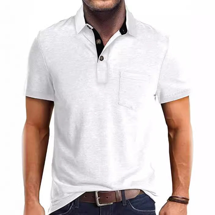 Vêtements d'été pour hommes T-shirt à revers à manches courtes - Ivory Deals Market