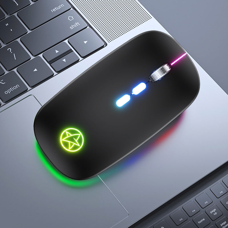 Souris Bluetooth sans fil double mode jeu de charge lumineux Rouleau métallique à 5 touches de bureau - Ivory Deals Market