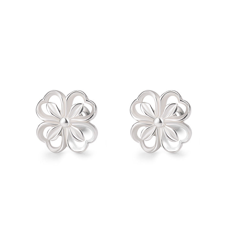 S999 Argent Sterling Doux Fleurs Mignon Vis Oreille Os Boucles d'oreilles Full Body Argent Femelle - Ivory Deals Market