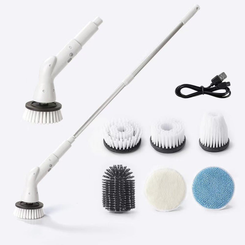 Six en une brosse de nettoyage électrique sans fil à long manche.