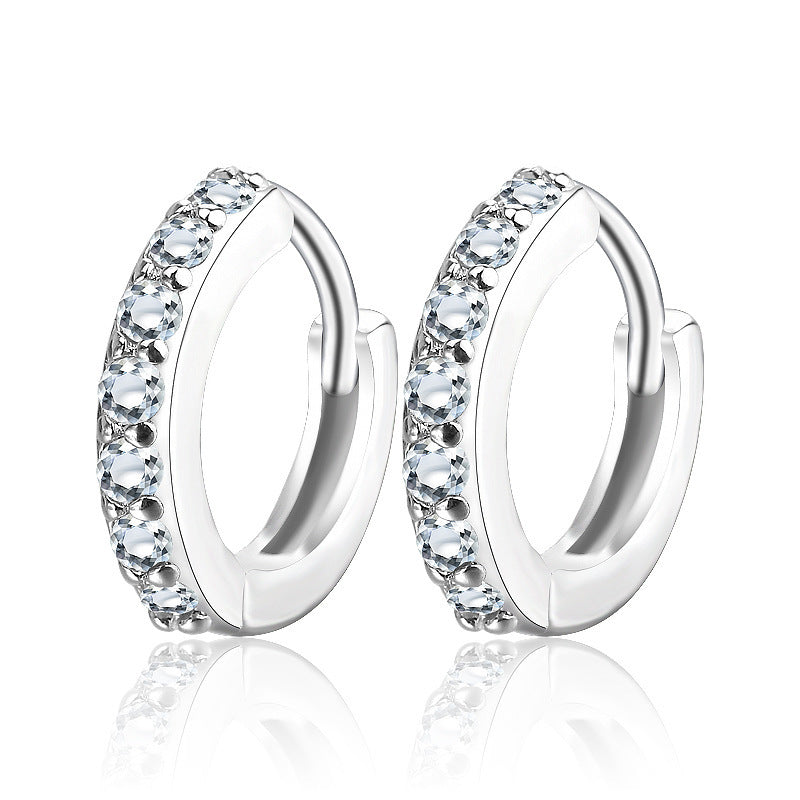 S925 Boucles d'oreilles en argent sterling aiguille simple rangée diamant pour femmes - Ivory Deals Market