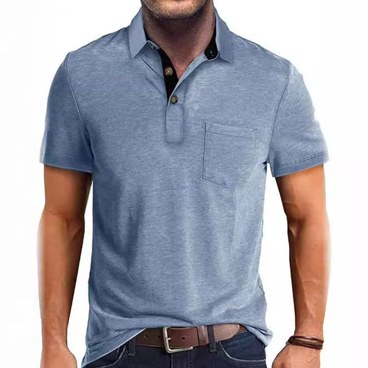 Vêtements d'été pour hommes T-shirt à revers à manches courtes - Ivory Deals Market