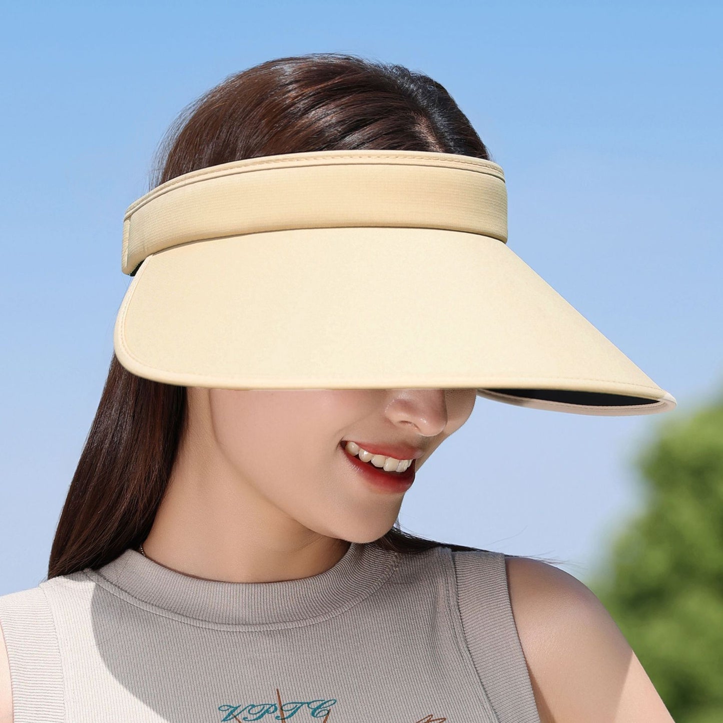 Velours Vinyle Topless Chapeau Pliable Soleil Chapeau Sports de plein air - Ivory Deals Market