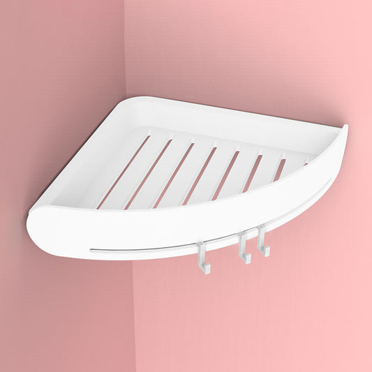 Panier de rangement en plastique de coin de toilette non perforé de type mural - Ivory Deals Market