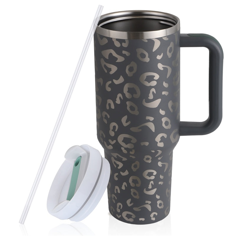 Tasse de café portable de 40 onces avec poignée, bouteille d'eau en acier inoxydable pour voiture, grande capacité, sans bisphénol A.