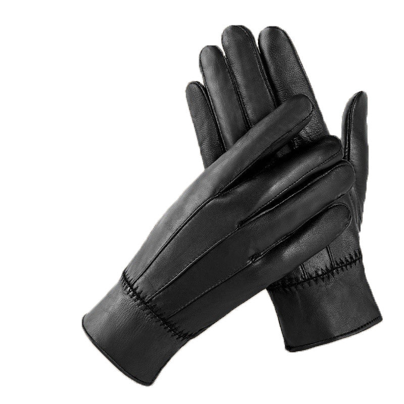 Gants en cuir véritable pour hommes et femmes, doublés de polaire, rembourrés pour garder au chaud, en peau de mouton.