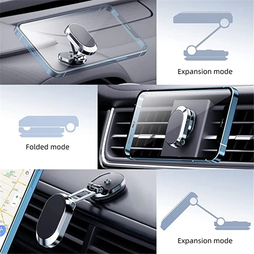 Support universel pliable pour téléphone portable avec aimant, support magnétique pour téléphone portable dans la voiture, compatible avec les grilles d'aération