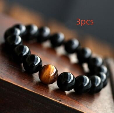 Naturel noir Onyx avec pierre oeil de tigre perles bracelet pour hommes bijoux 12 constellation Lovers Bilan Énergétique bracelet - Ivory Deals Market