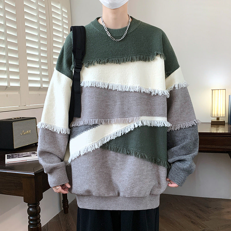 Pull à manches longues en tricot pour homme, style coréen