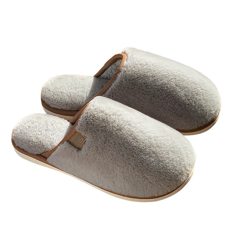 Pantoufles en peluche d’hiver Chaussures de maison solides chaudes Antidérapant Sol de la chambre à coucher Pantoufle de maison pour les femmes Hommes