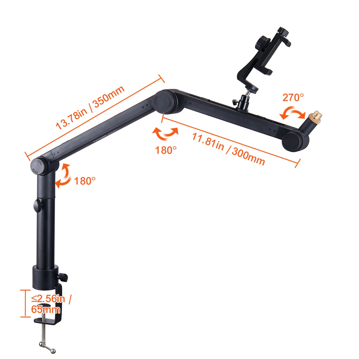 VEVOR-bras de flèche de microphone avec support de bureau rotatif, support de micro réglable avec crochet de port adaptateur, pour casque bleu Hyperx Quadcast bleu boule de neige Shure SM7B Audio Technica