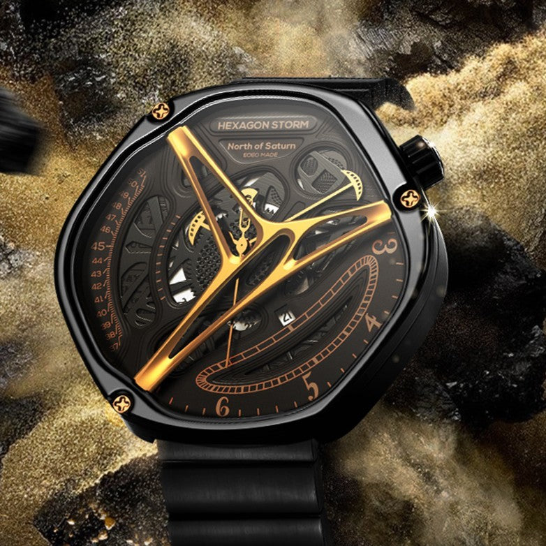 Montre haut de gamme pour homme avec motif d'extraterrestre évidé