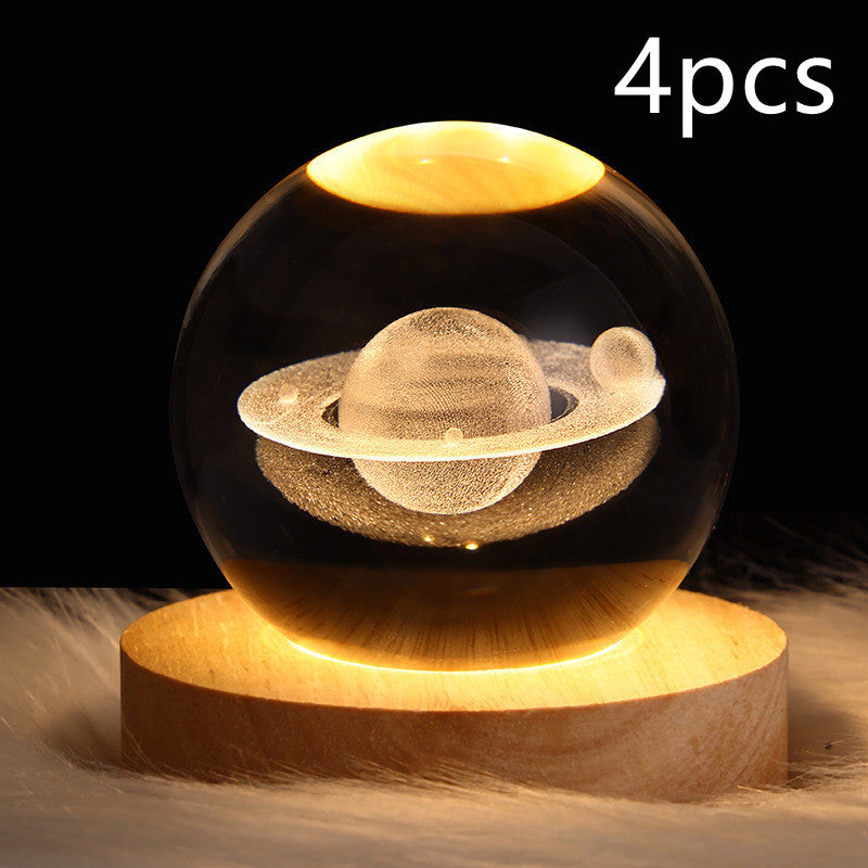 Lampe de table à boule de cristal galaxie avec lumière LED, lampe de lune 3D pour la chambre, la décoration de la maison, les fêtes d'enfants et les cadeaux d'anniversaire. - Ivory Deals Market