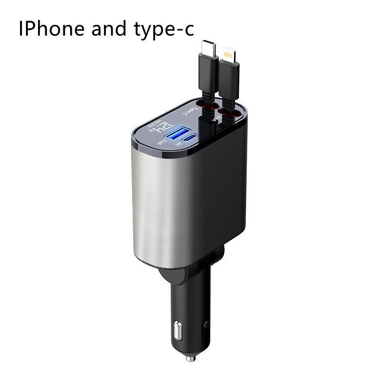 Adaptateur USB et TYPE - C pour chargeur de voiture 100W à chargement ultra - rapide pour allume - cigare de voiture métallique - Ivory Deals Market